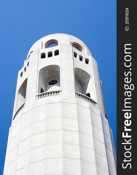 A detailed view of Coit Tower in San Francisco