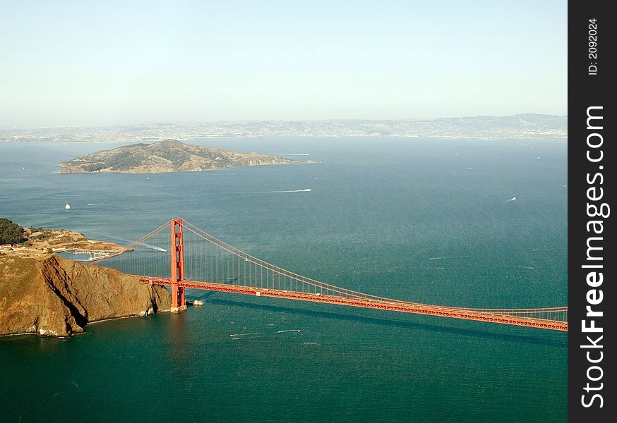 Aerial shot of the Golden Gate Bridge