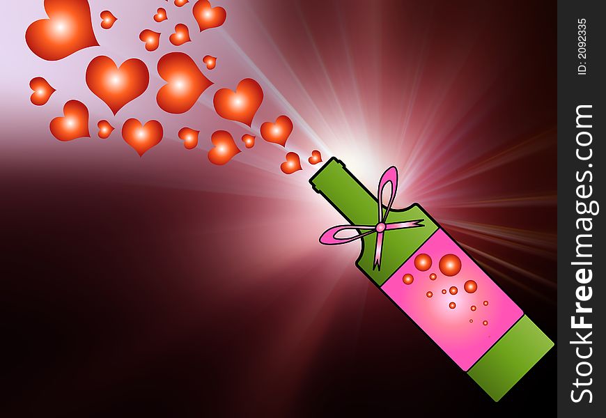 Illustration of an exploding champagne bottle