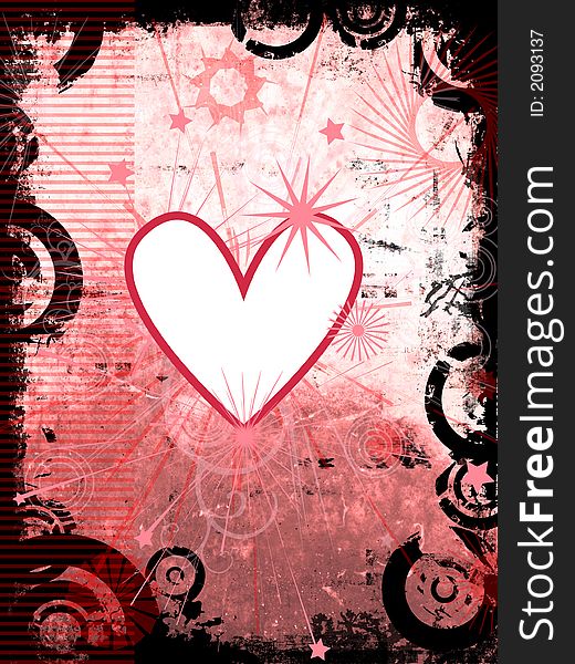 Grunge style background with heart detail