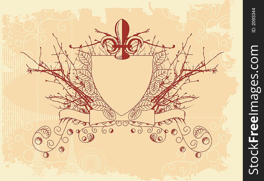 Grunge style border with ornate decoration - additional ai and eps format available on request