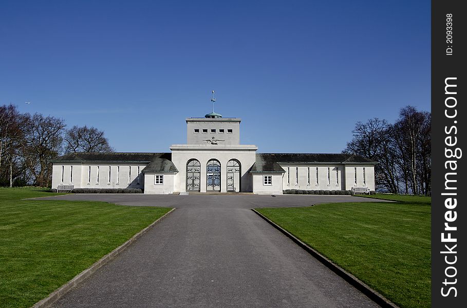 Clear Blue Skies above Runnymede Air Forces Memorial in England. Clear Blue Skies above Runnymede Air Forces Memorial in England