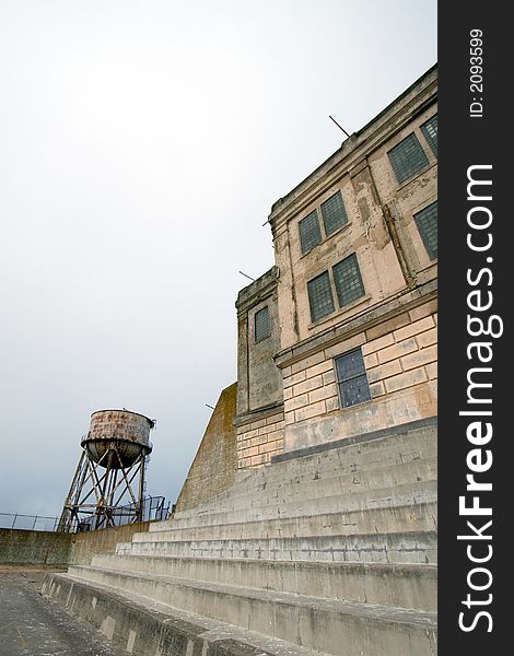 View of the exercise yard at Alcatraz, San Francisco