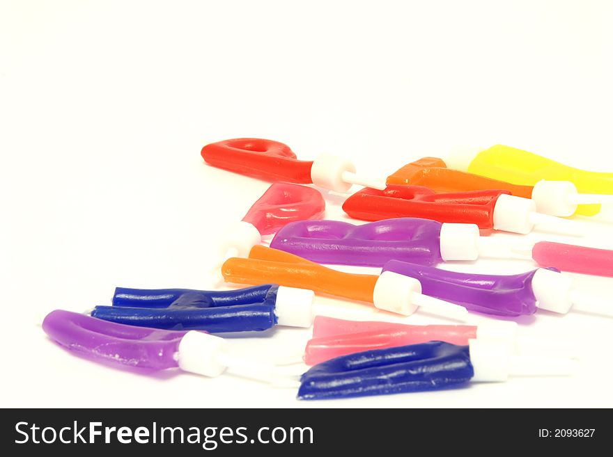 Birthday candles on a white background