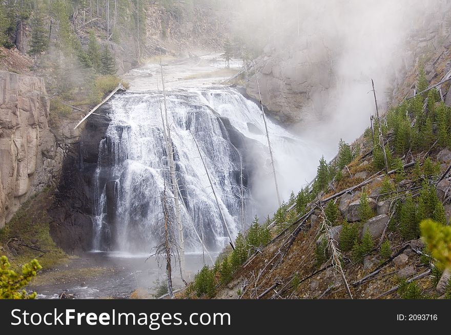 A waterfall in yellowstone national park