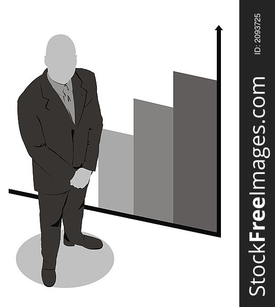 Businessman and the schedule on a white background