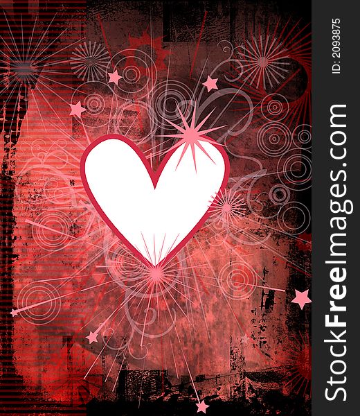 Grunge style background with heart detail