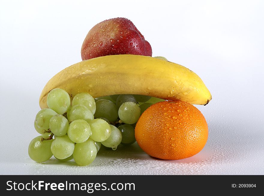 Pyramide made from four types of fruits