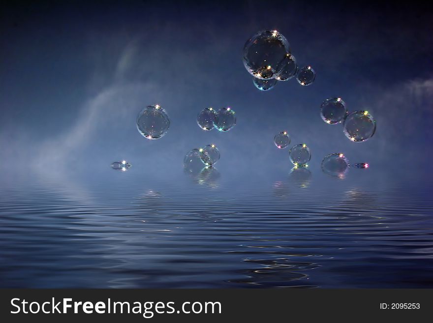 Abstract Spooky Dark Blue Bubble Background