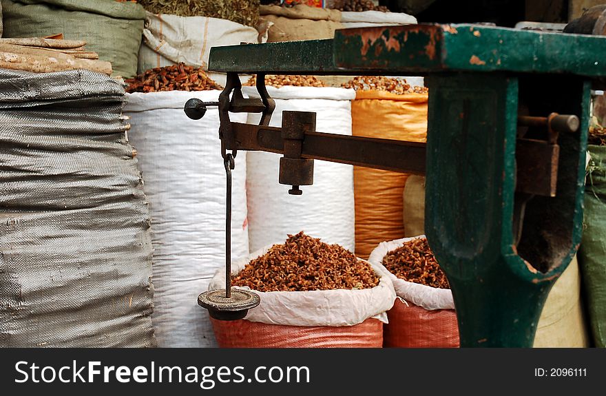 Weighting  machine in a  maket in Sichuan,west of China. Weighting  machine in a  maket in Sichuan,west of China