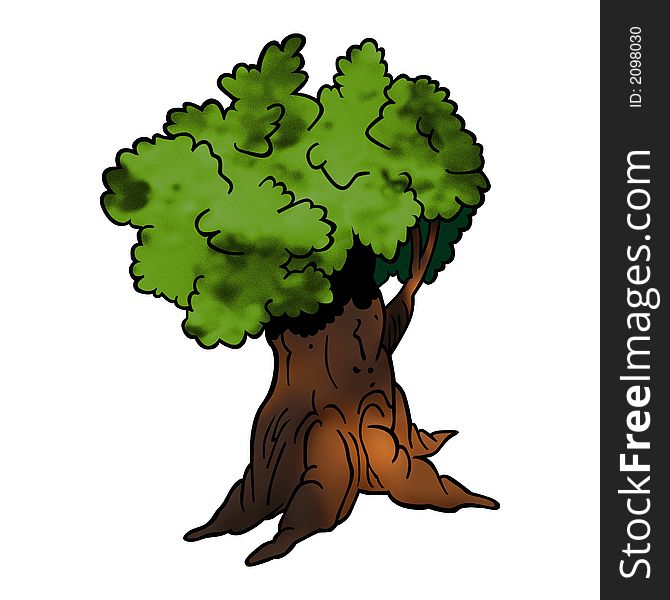 Tree 12 Deciduous - High detailed and coloured cartoon illustration. Tree 12 Deciduous - High detailed and coloured cartoon illustration