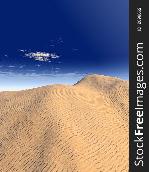 Sand dunes landscape and blue sky - digital artwork. Sand dunes landscape and blue sky - digital artwork.