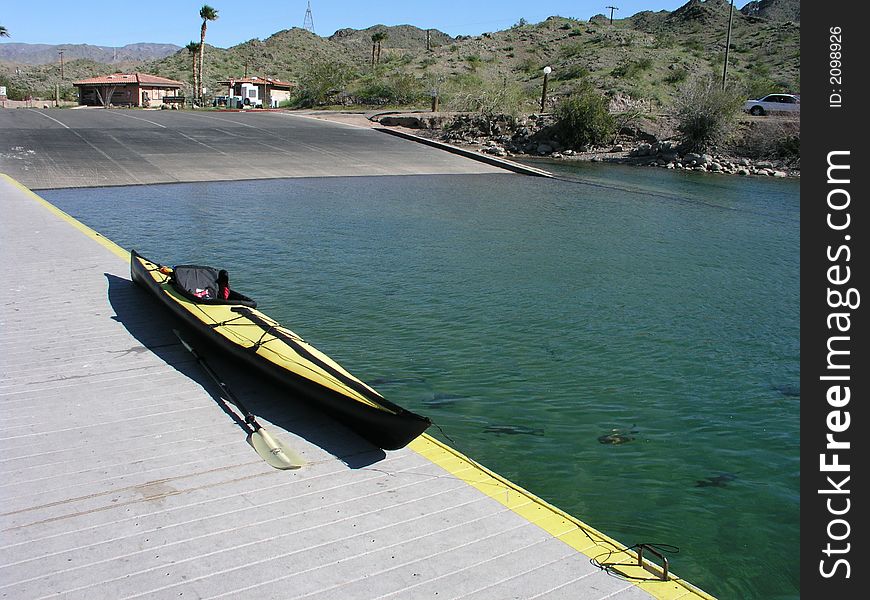 Folding sea kayak ready for launch