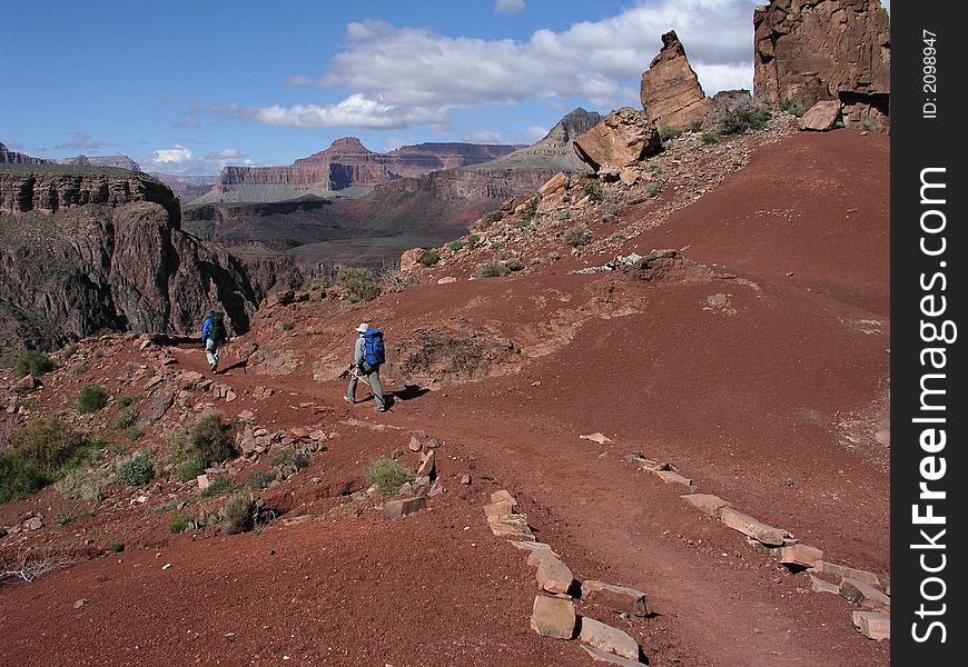 Backpackers, south kaibab trail, grand canyon national park, arizona. Backpackers, south kaibab trail, grand canyon national park, arizona