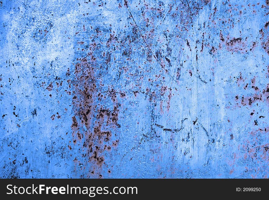 Colorful rusty sheet of old blue and white metal. Colorful rusty sheet of old blue and white metal