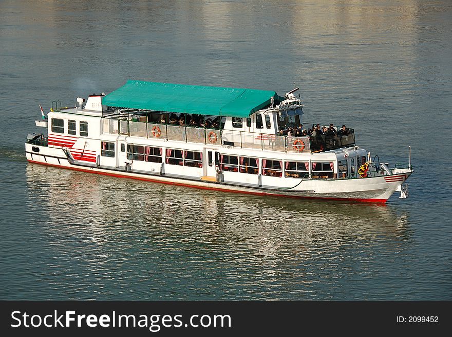 Old cruise ship with passenger.