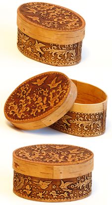 Box Of Elm Ornamented With Birds Set Stock Photos Box Of Elm Ornamented With Birds Set Stock Photos