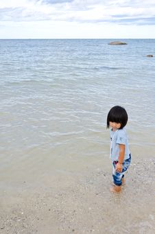 Little Asian Girl At The Beach Stock Photo Little Asian Girl At The Beach Stock Photo