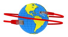 Red Internet Cable Wraps Around The Planet Earth Stock Images Red Internet Cable Wraps Around The Planet Earth Stock Images