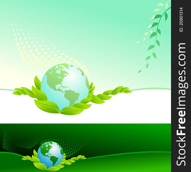 Abstract Bio Green Globe - Vector Background