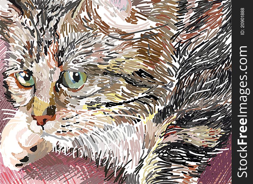 Illustration of sweat pussycat,meow