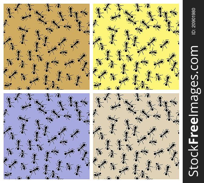 Running ants seamless decorative pattern