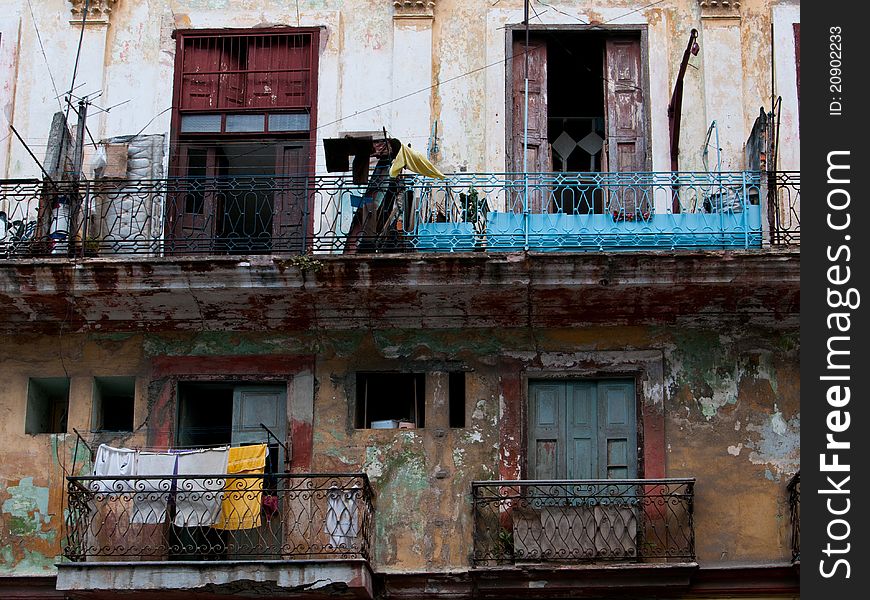 Typical view at the street in Havana (old district). Typical view at the street in Havana (old district)