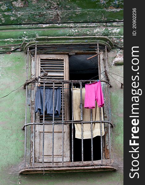 Typical view at the street in Havana (old district). Typical view at the street in Havana (old district)