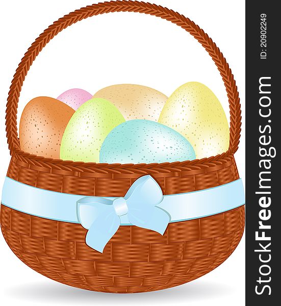 Basket Of Speckled Easter Eggs