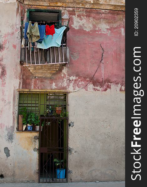 Typical view at the street in Havana (old district). Typical view at the street in Havana (old district)