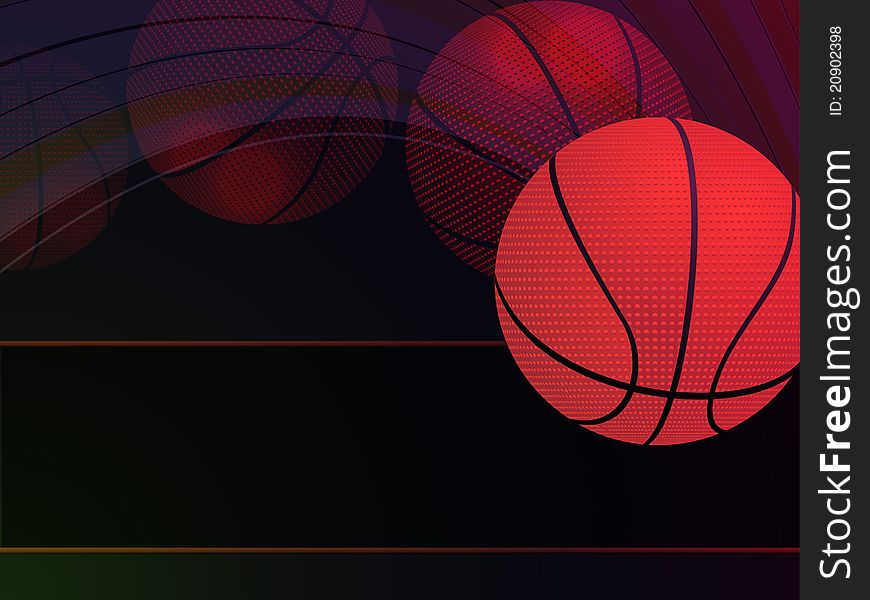 Vector illustration of detailed flying basket ball