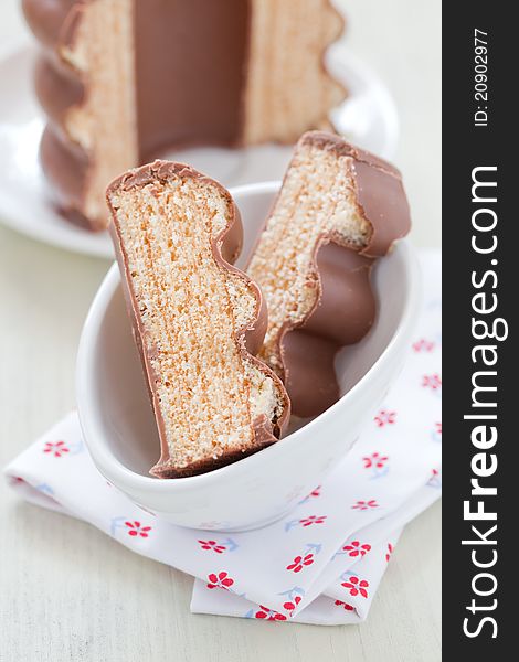 Fresh layer cake (german baumkuchen) sliced in bowl