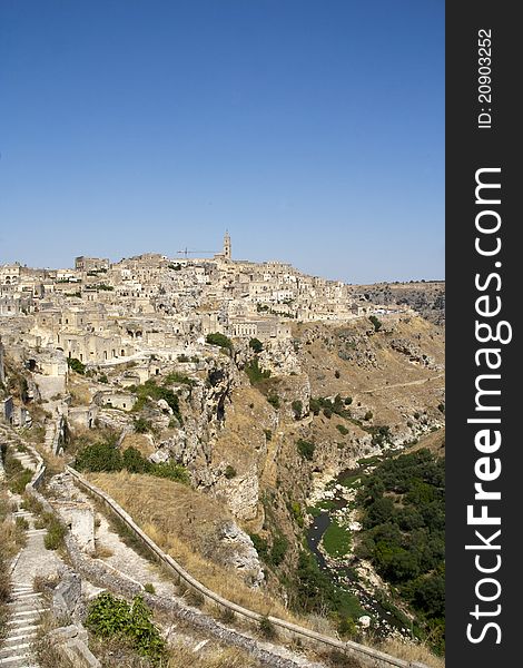 The italian town of Matera with the caracteristic building called Sassi in Basilicata. South of Italy. The italian town of Matera with the caracteristic building called Sassi in Basilicata. South of Italy