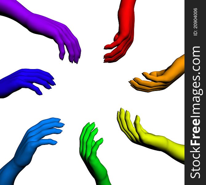 Multiracial human hands