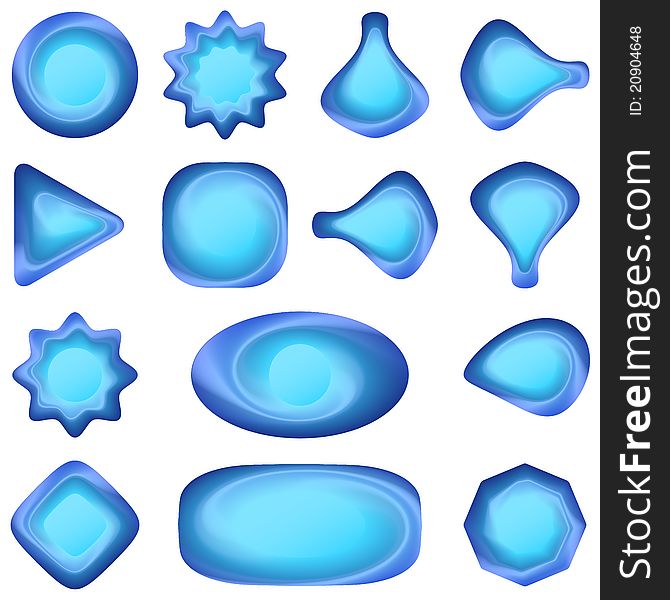 Vector eps10, set of blue icons, buttons different forms. Vector eps10, set of blue icons, buttons different forms