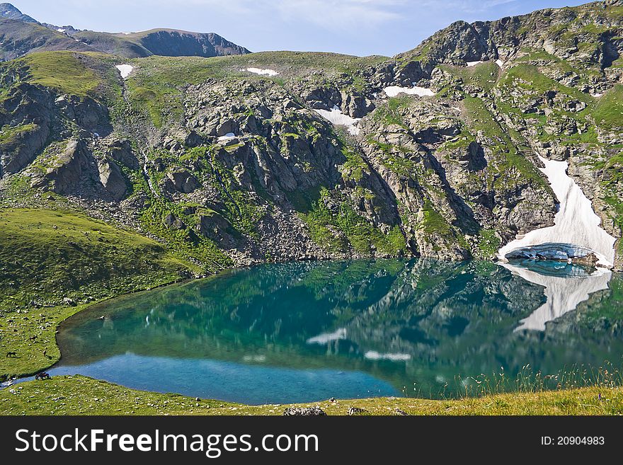 Pure mountain lake in Kavkaz, Russia