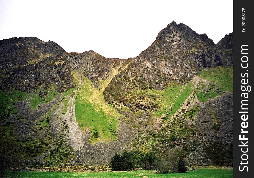 Norway, Lofonten island, mountains in summer time. Norway, Lofonten island, mountains in summer time