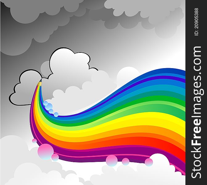 Cloudy Sky - Abstract Rainbow Pencil Series