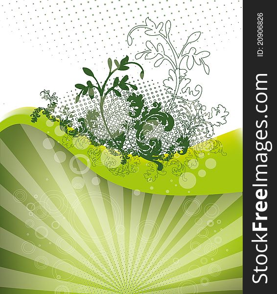 Green flower halftone background illustration. Green flower halftone background illustration.