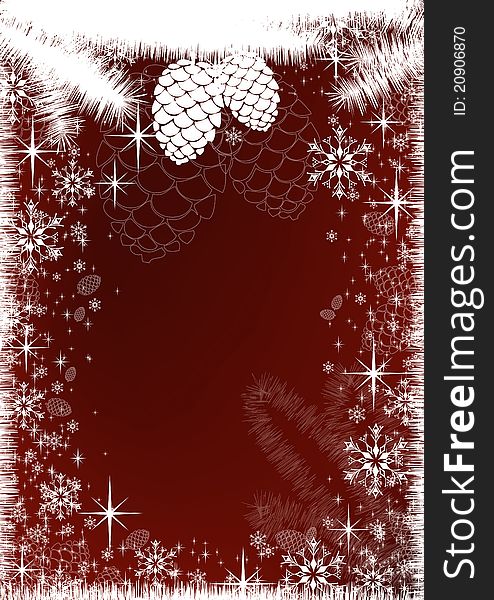 Christmas cones and twigs theme background.