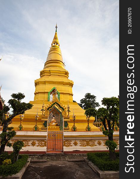 Golden Pagoda in a temple in thailand