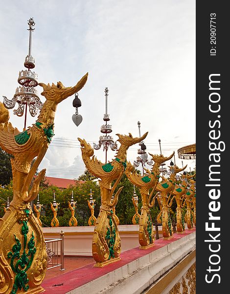 Golden swan statue in thai temple. Golden swan statue in thai temple