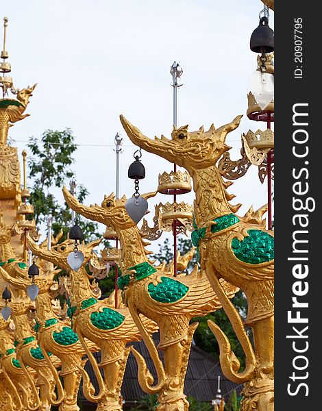 Golden swan statue in thai temple. Golden swan statue in thai temple