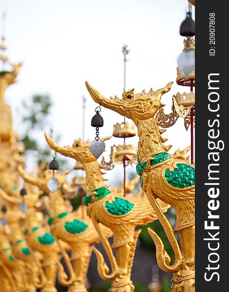 Golden swan statue in thai temple. Golden swan statue in thai temple