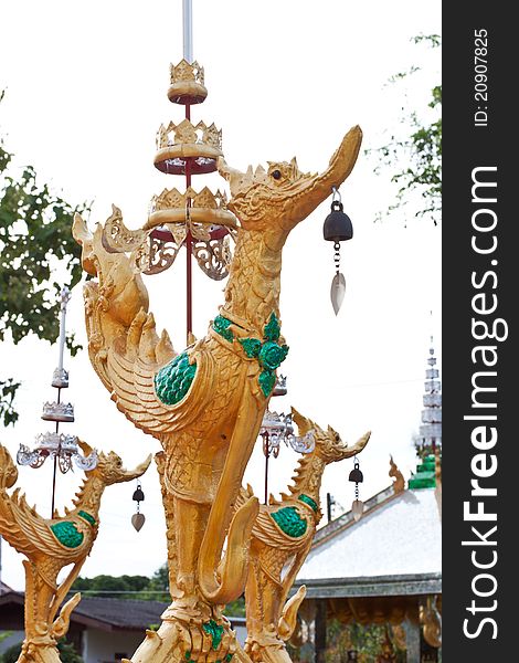 Golden swan statue in thai temple. Golden swan statue in thai temple