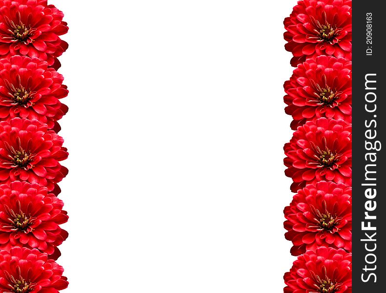 Red Flowers Frame on White Background. Red Flowers Frame on White Background