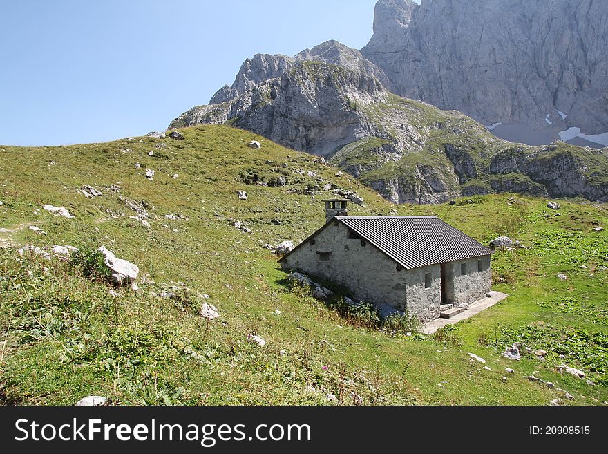 Isolated house in a mountain