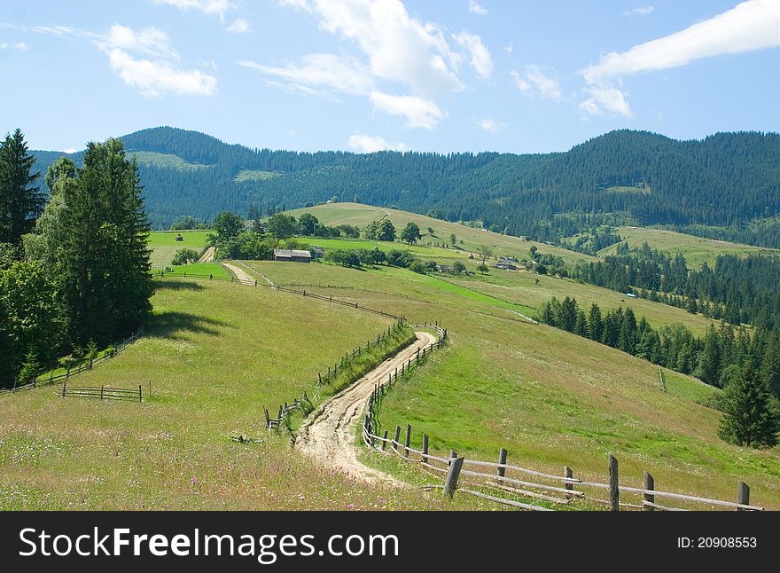 A landscape of the Carpathian Mountains. A landscape of the Carpathian Mountains