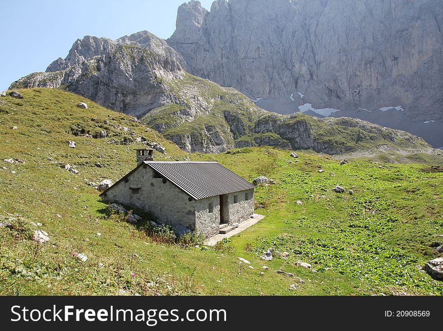 Isolated house in a mountain