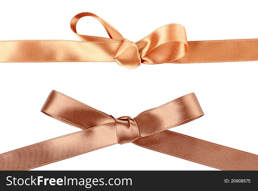 Color photo of a bow on gold ribbon. Color photo of a bow on gold ribbon
